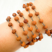 Wood - Rudraksha Round Shape Oxidized Wire Chain.